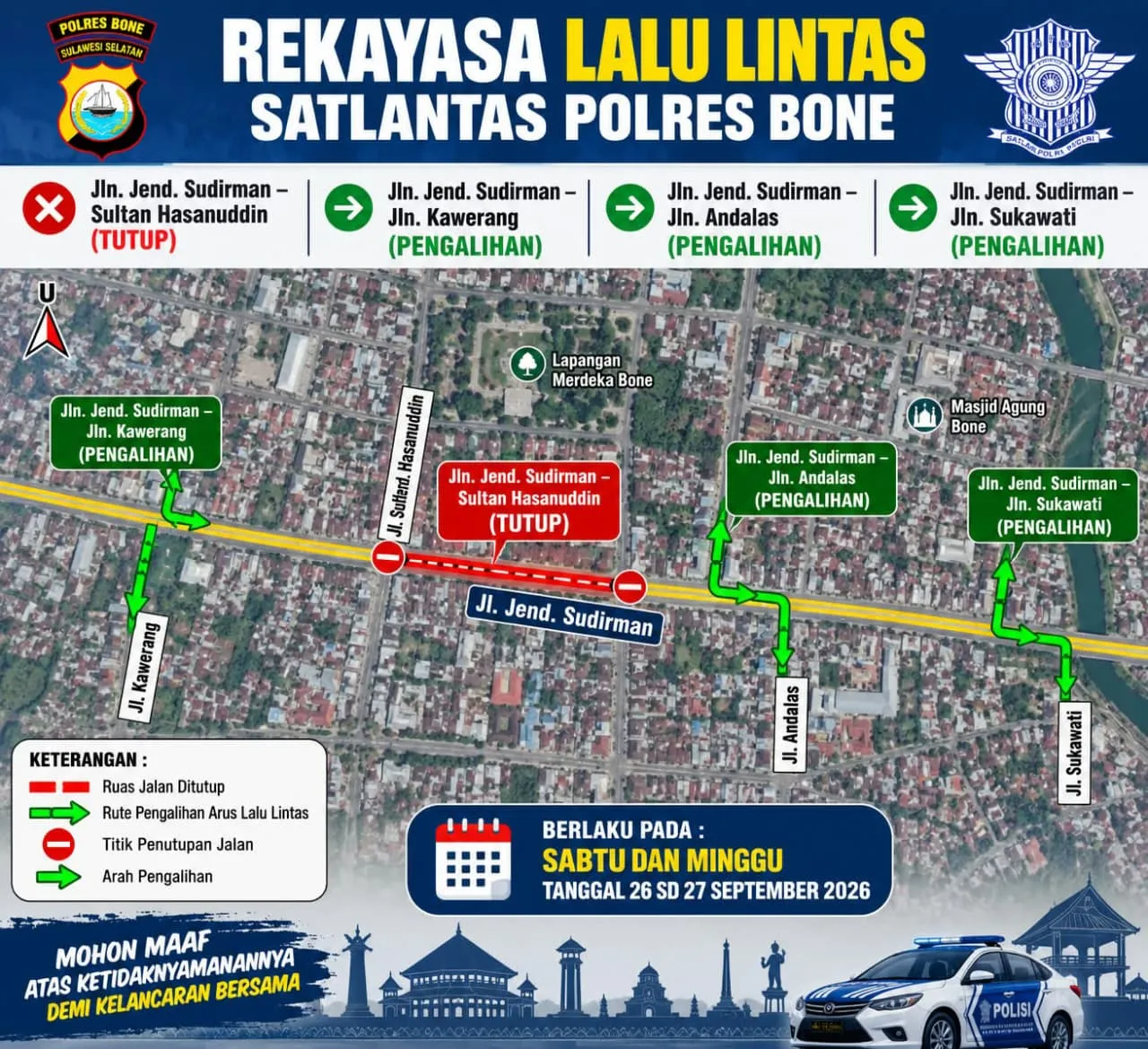 Ada Gau Maraja! Simak Rekayasa & Pengalihan Arus Lalu Lintas di Watampone Akhir Pekan Ini